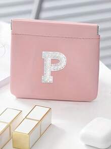 1pc Letter A-Z Cable Organizer Bag, Earphone Pouch, Cosmetic Bag, Digital Pouch, Coin Purse, Small Capacity, Toiletry Organizer Bag, Travel Organizer, Lightweight Travel Essentials, Jewelry Organizer, Lip Gloss Organizer, Nail Polish Organizer, Cosmetic Storage Organizer - Pink - View 33