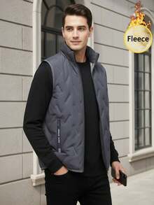 Men's Thermal Lined Sherpa Vest, Zipper Front Casual Sleeveless Jacket Outerwear For Autumn/Winter Sports - Grey - View 5