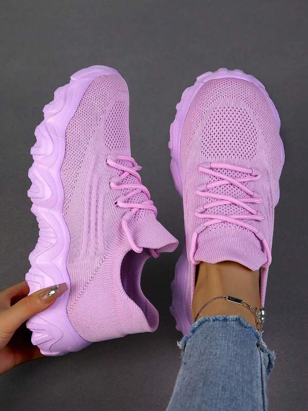 Damskie buty sportowe na co dzień, cholewka z materiału, wygodne, oddychające, sznurowane, gruba podeszwa, modne i uniwersalne, dostępne kolory, buty sportowe, buty do biegania, buty skarpetkowe, odpowiednie na każdą porę roku