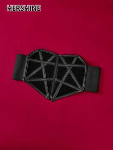 Hershine Gorset z ozdobnym paskiem w stylu vintage z serduszkiem i heksagramem, czarny, obcisły biustonosz, pasek w talii. Gotycki kostium damski na Halloween, seksowny dodatek na Halloween, klasyczny pasek do koszuli/sukni, odpowiedni na imprezy damskie, stroje na Halloween i Boże Narodzenie. Wielofunkcyjny dodatek. Boże Narodzenie, dodatek do kostiumu na Halloween, idealny prezent dla rodziny i przyjaciół, prezent na Święto Dziękczynienia, do codziennego użytku na Halloween, lato, szkołę, jesień, Halloween.