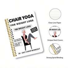 30-Day Chair Yoga Weight Loss Spiral Notebook With Exercise Guide - 15-Minute Daily Routine, Includes Chair Yoga Poses, Progress Tracking, Strength And Flexibility Exercises, Suitable For Seniors And Beginners, Home Fitness Plan, Size 5.5x8.3inch 30-Day Chair Yoga Plan, 15-Minute Exercises Each Time, Improve Balance, Strength, And Flexibility, Perfect For Weight Loss And Chair Yoga Practice - Trắng - Xem 3
