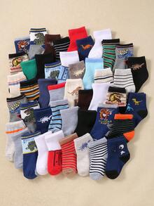 20/10/5 Pairs Soft Baby Boat Socks, Dinosaur & Animal Patterns, Toddler Boys' Athletic Socks, Striped Design, Comfortable Breathable Non-Slip, 0-36 Months, Suitable For Daily Wear All Seasons, Baby Socks, Toddler Socks, Boat Socks, Non-Slip Socks, Valentine's Day Gift, Back To School Gift, Newborn Essential, Random Style/Color