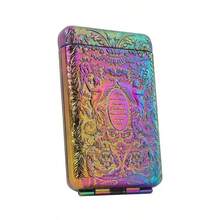 1个复古手工金属盒，三开式香烟盒，可装14支香烟，便携式口袋盒支架收纳盒，复古创意欧式压花便携防压家用小工具香烟盒，情人节礼物，新年礼物