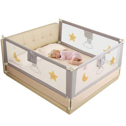 IsEasy Barandilla de cama para niños pequeños, paquete de 3 barreras de para cama infantil, barandilla de cama infantil, barrera de plegable para cuna, protección contra caídas - (2 x 200 cm + 1 x 180 cm) en paquete