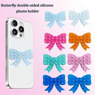 1个硅胶吸盘手机壳支架，双面硅胶手机握把，吸力更强，适用于各种手机，免提手机支架配件，方便自拍和视频录制