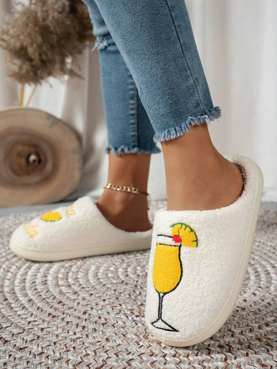 1 par de pantuflas de mujer con lazo - Amarillo - Ver 1