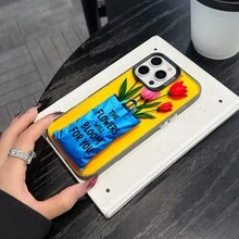 Colorful Silver Apple Phone CaseBright Flowers In A Blue Bag The Flowers Will Bloom.Compatible With  11 To  17 Models The Cases Lens Protection Function Ensures The Camera Remains Undamaged During Shooting  Guaranteeing Image Quality - Black - View 5