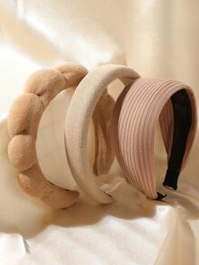 3 piezas Diadema ancha de punto con textura, accesorios de cabello versátiles para mujeres, otoño/invierno - Multicolor - Ver 5