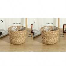 1 件手工编织花盆盖，适用于家庭客厅的海草绳篮，柳条/藤条/竹子手工艺花篮