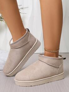 Giày bốt cổ ngắn nữ - Bốt mùa đông thoải mái với lớp lót len giả da lộn, nhẹ và chống trơn trượt, phù hợp với thời tiết lạnh, giày casual thời trang, có các màu đen, be, nâu - Hoàn hảo cho trang phục hàng ngày, hoạt động ngoài trời và trang phục đi nghỉ mát. - Màu be - Xem 3