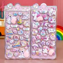 Colorful Unicorn 3D Stickers, Cute Pibara Rabbit Squeeze Stress Relief Stickers, Cartoon Animal Decorative Stickers For Scrapbooking, DIY