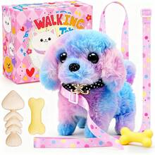 2026 New Colorful Electronic Pet Dog Toy With Bone, Leash, And Bow Decoration, Realistic Walking And Barking Interactive Plush Puppy For Kids, Soft Educational Electronic Toy For Imaginative Play, Perfect Birthday, Christmas, Easter, And Holiday Gift - Nhiều màu - Xem 1