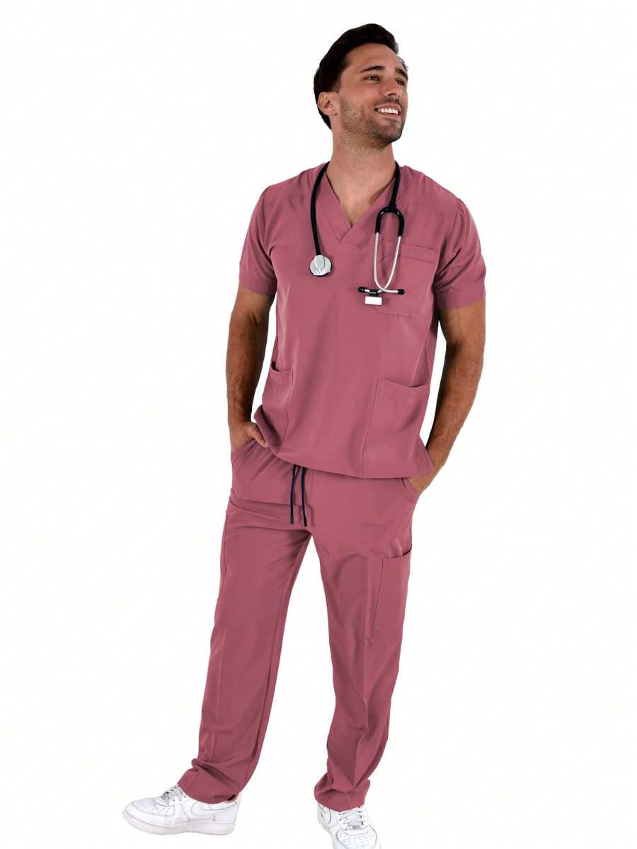 SOULMATE Pijama Quirúrgica Hombre Boston - Rosa Pálido - Ver 1