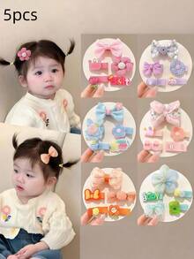 5 Stück/Set süße Mori-Stil Haarspangen Set für Mädchen, hochwertige stoffbezogene, nicht-schädigende Haarklammern geeignet für den täglichen Gebrauch und Ausflüge