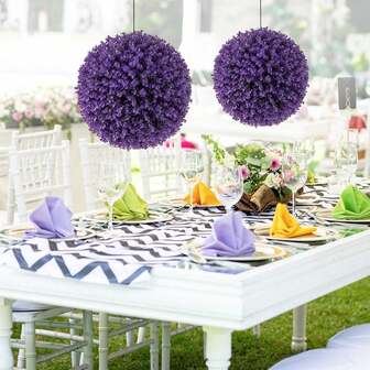 2pcs 40cm Eucalyptus Balls - Purple, Artificial Eucalyptus Plant Balls, Purple Fake Plants Decor For Indoor Outdoor Garden Home Party Wedding