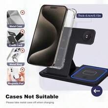Wireless Charger 3-In-1 Wireless Fast Charging Stand, 15W Wireless Intelligent Identification Does Not Hurt The Machine, Ambient Light Design Wireless Charger, Folding Storage Travel Without Burden, Suitable For Desktop Stand / Office Travel Work / Watch Live / Video Smart Good Helper Compatible With IPhone 17 16 15 14 13 12 11 X 8 Pro Max/Pro/Mini/Plus, Suitable For Office, Dorm, And Home,Compatible With IPhone 17/16 Pro/ Max; 16 Plus; 16; 15 Pro/ Max; 15 Plus; 15; 14 Pro/ Max; 14 Plus; 14; 13 Pro/ Max; 13 Mini; 13; 12 Pro/ Max; 12 Mini; 12; SE (2022); 11 Pro Max; 11 Pro; 11; Xr; Xs Max; Xs; X; 8 Plus; 8.Compatible With Watch Series 1/2/ Series 3/Series 4/Series 5/Series 6/Series 7/Series 8/Series 9/Series 10/SE/ SE2/ SE3/Ultra/Ultra 2/Sport/Edition,Birthday Gift,Halloween Gift,Christmas Present - White - View 8