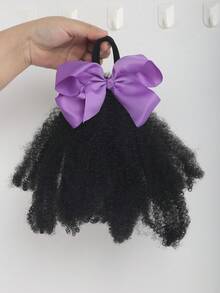 1pc Kids Afro Puff Soft Hair Luxury Kids Hair Buns Hand Feel Marley Kinky Bulk For Hair Girl With Elastic - Natural Black - View 13