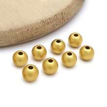 10/30颗磨砂哑光金珠黄铜珠持久耐用圆形隔珠无缝散珠，适合夏季夏威夷风格，可用于制作叠戴项链、手链和耳环 - 金色 - 查看 7