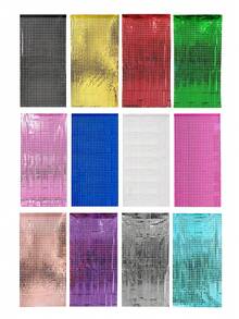 2pcs Square Beaded Curtain, Party Decoration, Birthday Wedding Backdrop Supplies - Gold - View 9