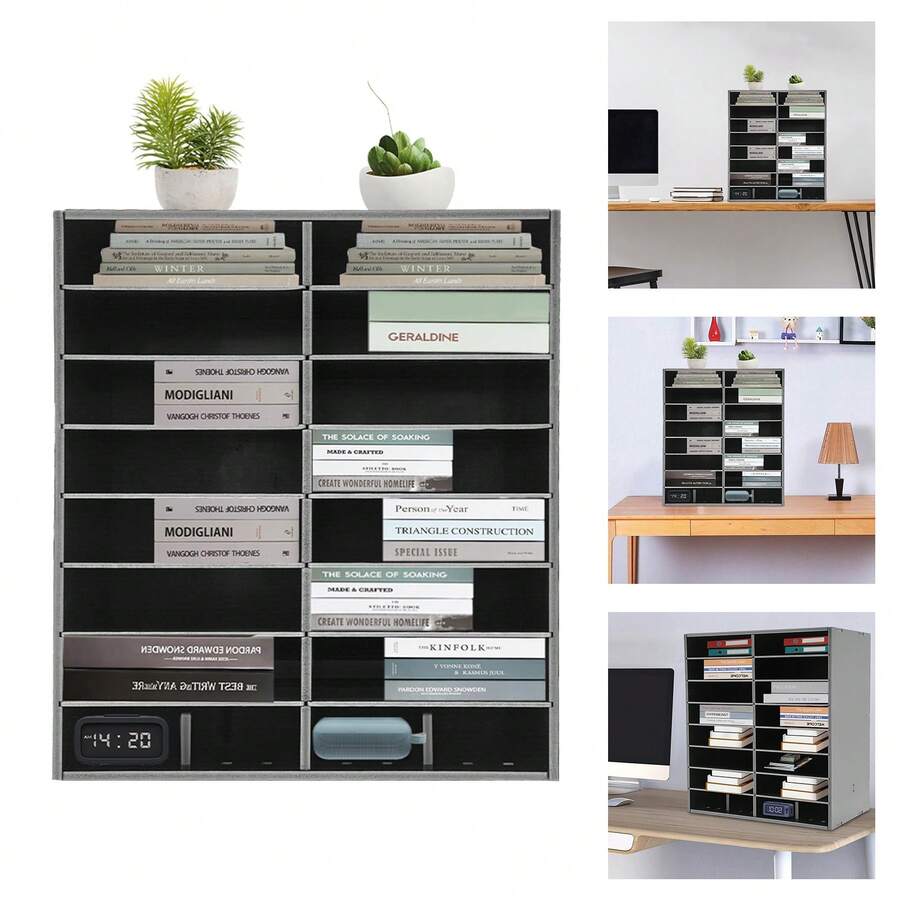 Literaturorganisatoren, 16 Fächer Büro Postfach, Holz Literatur Sorter für Büro, Zuhause, Klassenzimmer, Posträume Organisation - Schwarz - Übersicht 1