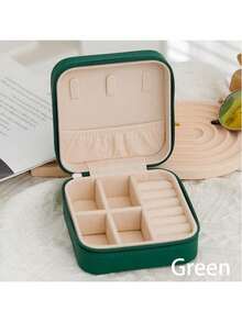 1个旅行首饰收纳盒，简约旅行居家首饰收纳盒，便携式多隔层整理盒，可收纳耳环、戒指、手镯、项链等首饰，轻巧便携，时尚个性化皮革首饰收纳盒，女士旅行必备纪念品盒，送给她的完美礼物，适合伴娘、度假、商务旅行、周末短途旅行、日常使用、节日礼物、圣诞节、周年纪念日、生日、派对饰品收纳，时尚便携式首饰整理盒