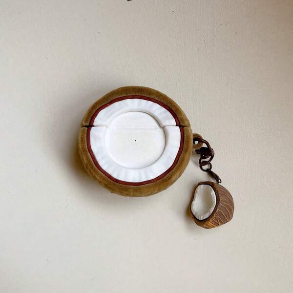 غطاء سماعة أذن من السيليكون على شكل جوز الهند، غطاء سماعة أذن مجوف، علبة سماعة أذن بني، علبة سماعة أذن بلوتوث مقاومة للصدمات عصرية وشخصية، مناسبة للطرازات 1/2/3/4/برو