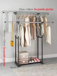 Perchero de DOS TUBOS para Ropa, Perchero para Ropa Ajustable, Perchero Ajustable Poste Unico, Organizador Estante de Ropa con Ruedas para Colgar Ropa