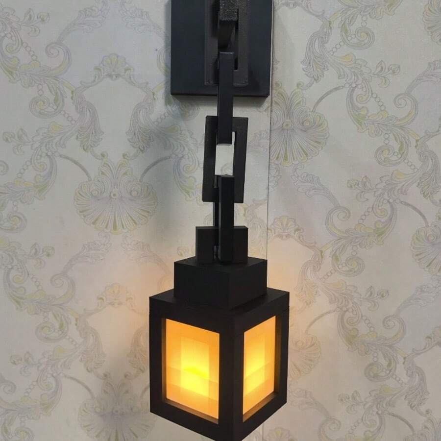 Lámpara de noche tipo linterna - Luz ambiental nocturna de 16 colores con control remoto - Lámpara de mesa montada en la pared, lámpara de mesita de noche con tema de cosplay, decoración de habitación para Halloween y Navidad, decoración festiva, diseño ligero, para compradores navideños - Negro - Ver 1