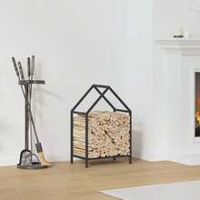 Firewood Rack Black 40x25x60 Cm Cold-Rolled Steel - Black - View 1