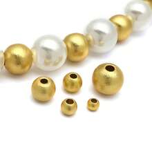 10/30颗磨砂哑光金珠黄铜珠持久耐用圆形隔珠无缝散珠，适合夏季夏威夷风格，可用于制作叠戴项链、手链和耳环 - 金色 - 查看 6
