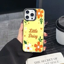 Colorful Silver Apple Phone CaseCute Little Daisies On A Yellow BackgroundCompatible With  11 To  17 Models The Cases Lens Protection Function Ensures The Camera Remains Undamaged During Shooting  Guaranteeing Image Quality - Black - View 6