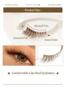 Rikuaild 5 Pairs Brown Half Eye Lashes Transparent Stem Natural Cat Eye Lash, 3D Short Soft Faux Mink Eyelash -Reusable Volume Extended Tail Eyelash Corner Eyelashes, 1 Box/2 Boxes Strip Lashes, Lashes, Eyelashes, Fake Lashes, Lashes Corner Eyelash, Suitable For Daily Wear And Evening - Natural Lashes - View 5