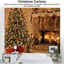 Fuerdich Cortinas Navideñas Cortinas Opacas Decorativas con Patron Colorido 3D para Ventana De Lona De 90g para Dormitorio 150 * 166cm - como en la foto - Ver 3