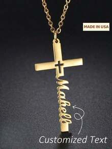1 Customized Name Necklace With Cross Pendant, Personalized Birthday Gift, Minimalist Daily Style, Suitable For Valentine's Day Ideal Gift - Multicolor - View 1