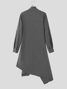 INCERUN Men V-Neck Twist Wrap Long Sleeve Asymmetrical Tops Shirt Elastic Waist Long Pants Trousers Casual 2PCS Sets Suits - 灰色 - 查看 6