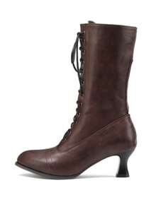 Women's Ankle Boots Lace-Up Pointed Toe Kitten Heels Victorian Boots Women Vintage Y2K Boots Goth Boots Party Dress Cosplay Boots Fashion Shoes For Halloween Christmas - 深棕色 - 查看 6