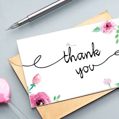 RICISUNG メッセージカード、6種類、サンクスカード、グリーティングカード、封筒付き、花柄、5枚。9×3。9インチ (15 x 10 cm)、感謝祭、母の日、記念日、結婚式、卒業式