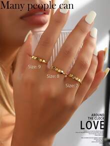 1枚女士时尚不锈钢金色戒指，适合日常佩戴 - 金色3 - 查看 8