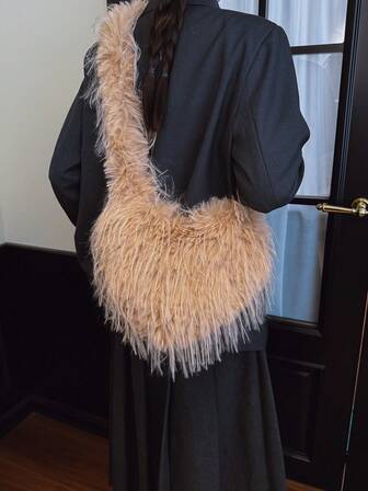 1 st mjuk plyschig armhålspåse, nischad personlig stil, personlig förvaring, mjuk plyschtextur, entusiaster, lämplig för kafé/höstvinterkläder