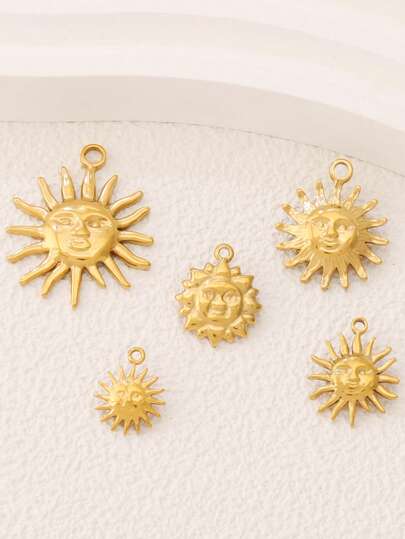3 piezas de colgantes de sol de acero inoxidable con baño de oro de 18K, impermeables, para hacer accesorios de joyería DIY