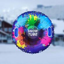 1pc Heavy-Duty PVC Inflatable Snowboard With Carry Handle - Angle-Free Design, Foldable Snowboard, Monoski, Snow Scooter - All-Terrain Winter Sports, Adult & Teen Christmas Gift, Sled, Fashionable Design - Multicolor - View 10