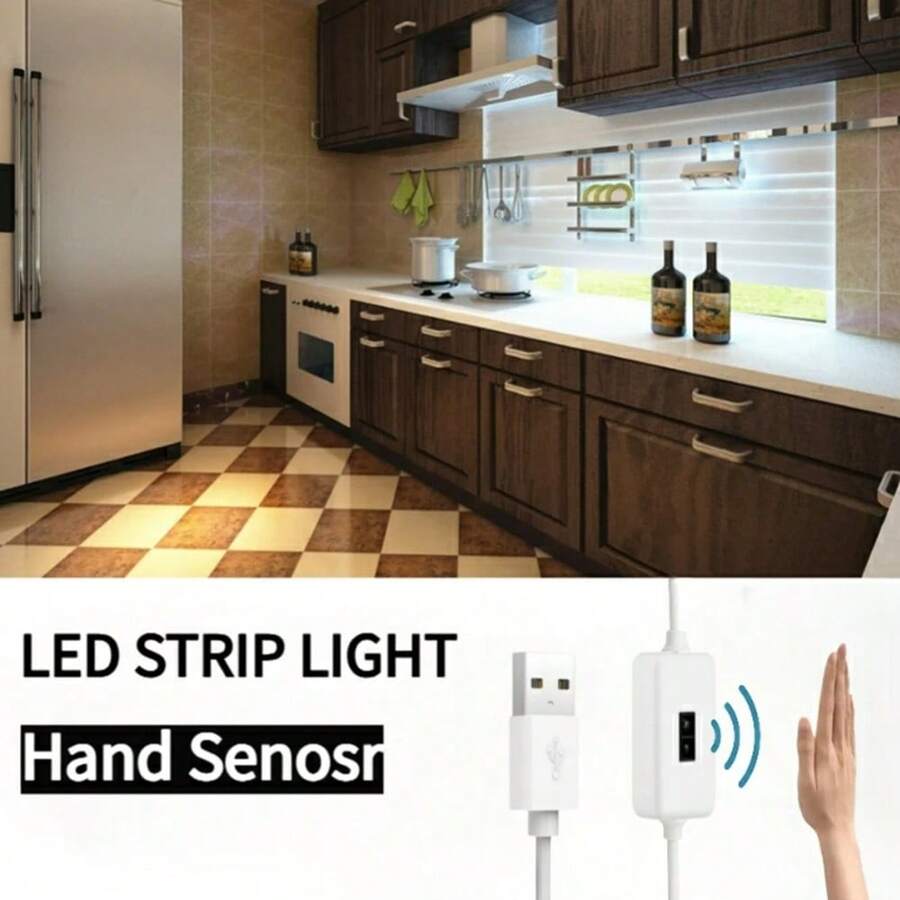 USB 5V Smart Light Strip Motion Sensor Hand Scan ON OFF Control Backlight Double-Sided Tape For TV Kitchen Cabinet Wardrobe