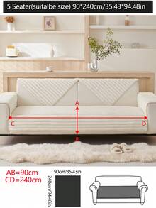 1pc Thick Plush Sofa Seat Cushion Covers, Non-Slip Dust Proof Sofa Slipcovers, Machine Washable, Pets Friendly, Suitable For Bedroom, Office, Living Room Couch, L-Shape, 1-4 Seater - White - View 20
