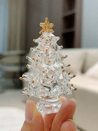 1 Stück 2.6-Inch Weihnachts-Feiertags-Dekorativer kleiner Baumschmuck, Kristall Weihnachtsbaum Dekorationen, in Grün, Rosa und Weiß erhältlich, Tischdekorationen, geeignet für Weihnachtsdekoration, Weihnachtsgeschenke, Wohnzimmer- und Schlafzimmer-Tischdekoration sowie Weihnachtsgeschenke