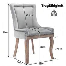 Dining Chairs - Gray + Velvet-1 - View 8