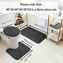 3pcs/Set Bathroom Toilet Mat Set: 1pc Non-Slip Absorbent Mat, 1pc Bathroom Door Mat, 1pc Bathtub Floor Mat, 1pc Bedroom Non-Slip Mat, 1pc Washable Rug, 1pc Shower Mat, 1pc Outdoor Entrance Mat, Bathroom Accessories, Square Mats, Soft & Comfortable Laundry Room Non-Slip Small Mat, Small Carpet 40*50 1pc, 40*60 1pc, 40*50+40*40 2pcs 3pcs - Black - View 11