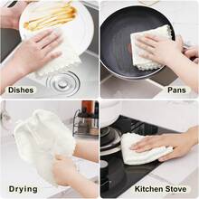 12 Pack Kitchen Dish Cloths (10 X 10 Inches, Cream Yellow), Super Soft And Absorbent Coral Velvet Dish Towels, Nonstick Oil Fast Drying Microfiber Cleaning Cloth, No Lint Household Dishcloths, 2025 - 白色 - 查看 2