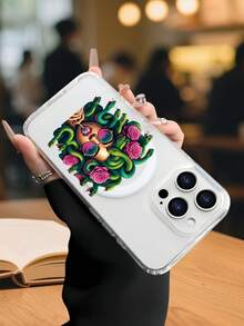 Lujo Ligero, Estilo y BellezaCaso de teléfono con arte serpiente rosaFunda de Teléfono Transparente con Protección Magnética, Compatible con 17PROMAX, 17PRO, 17Air, 17, 16PROMAX, 16PRO, 15PROMA - transparente - Ver 3