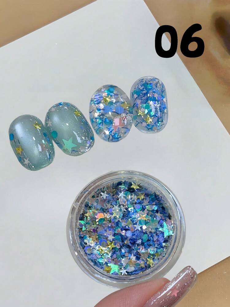 指甲闪粉，圣诞风格混合色，闪亮指甲装饰 - 彩色 - 查看 8