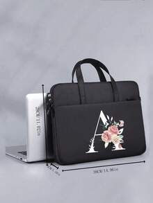Túi đựng laptop in chữ cái A-Z có quai đeo vai, tích hợp ngăn đựng dây cáp, túi đựng laptop di động phù hợp với laptop 13-13.6", 14-15", 15.6-16", thích hợp cho nữ giới, học sinh, văn phòng, làm quà tặng. - Nhiều màu - Xem 8